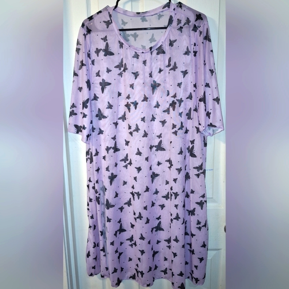 Purple Butterfly Sheer Swim Cover Up 4X Large